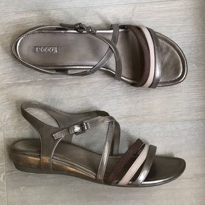 ECCO gold silver wedge sandals